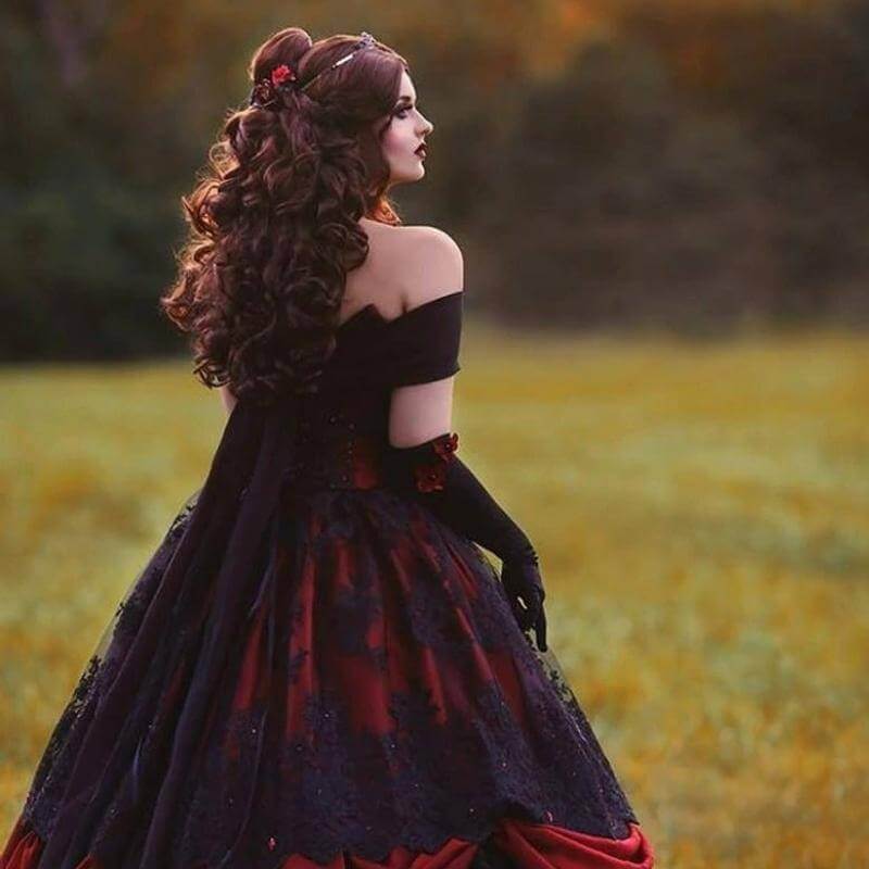 Red/black Gothic Sleeping Beauty Alternative Wedding Gown – Romantic Threads